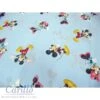 TESSUTO STOFFA COTONE DISNEY MINNIE TOPOLINO A METRO ALT. 280 COL. CELESTE G017