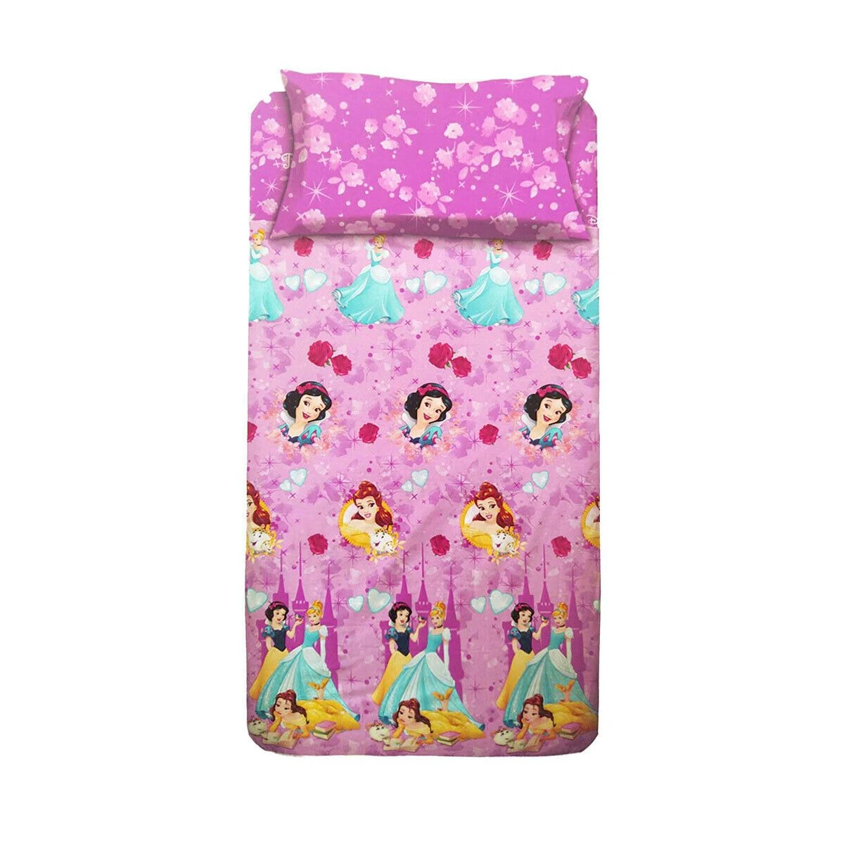 Completo Lenzuola Principesse Disney In Cotone - Dimensioni Varie Z013