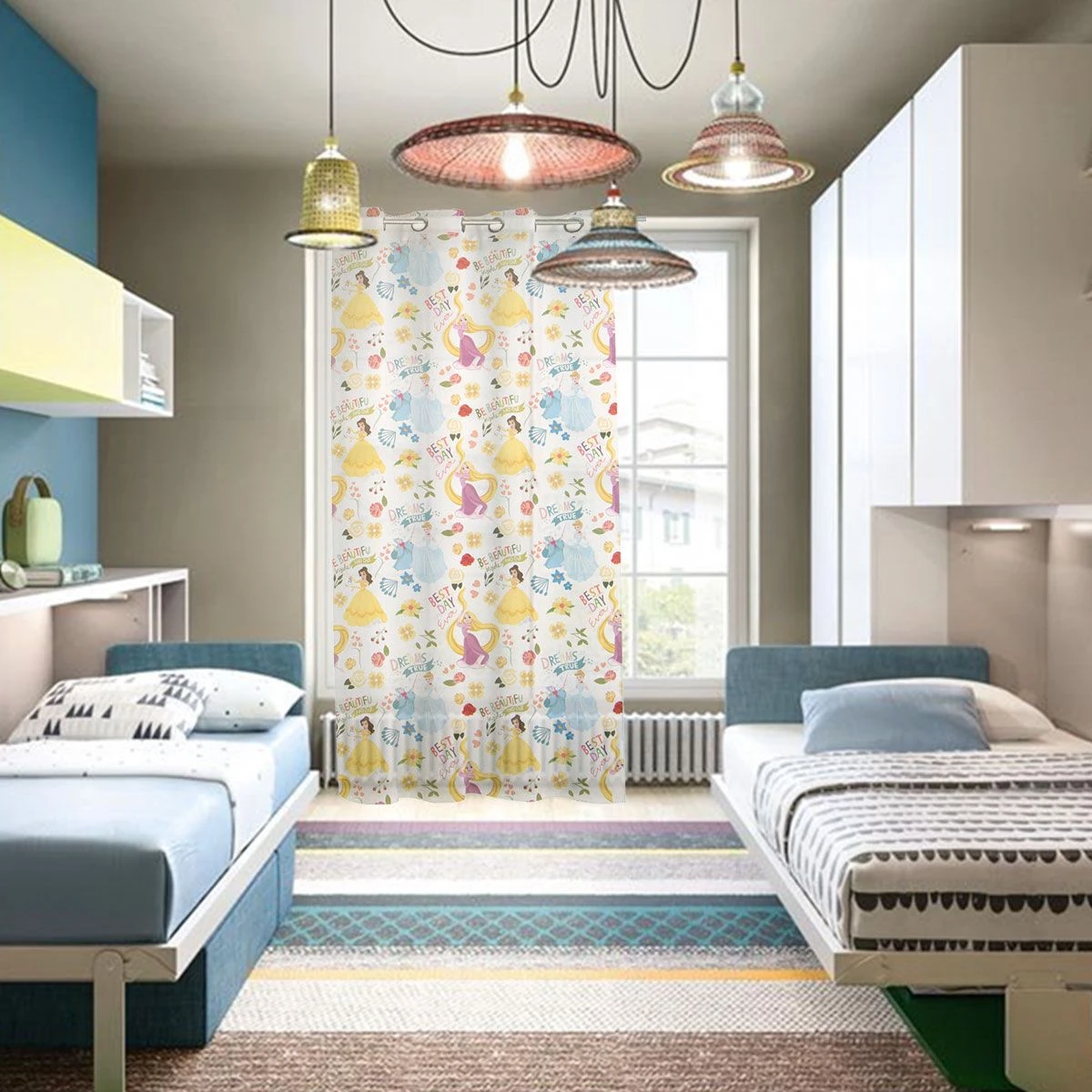 Pannello Tenda Arredo Principesse Disney In Velo 140x290 Cm C/anelli U689 - immagine 3